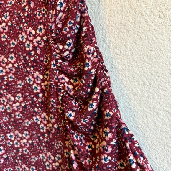 Free People Sweet Talker Floral 90s MinI Dress In Merlot - Picture 5 of 11